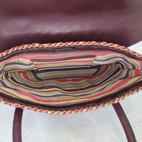 Vintage‎ Saks Fifth Avenue Woven Straw & Leather Handbag - Picture 9 of 12